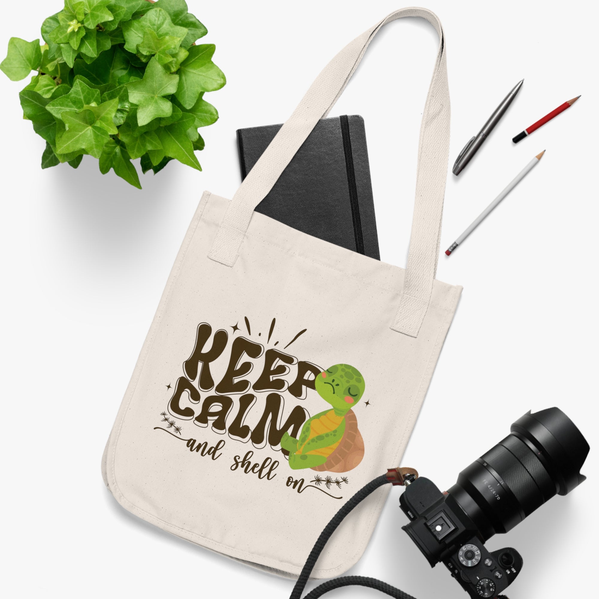 Organic Canvas Tote Bag - Keep Calm and Shell On