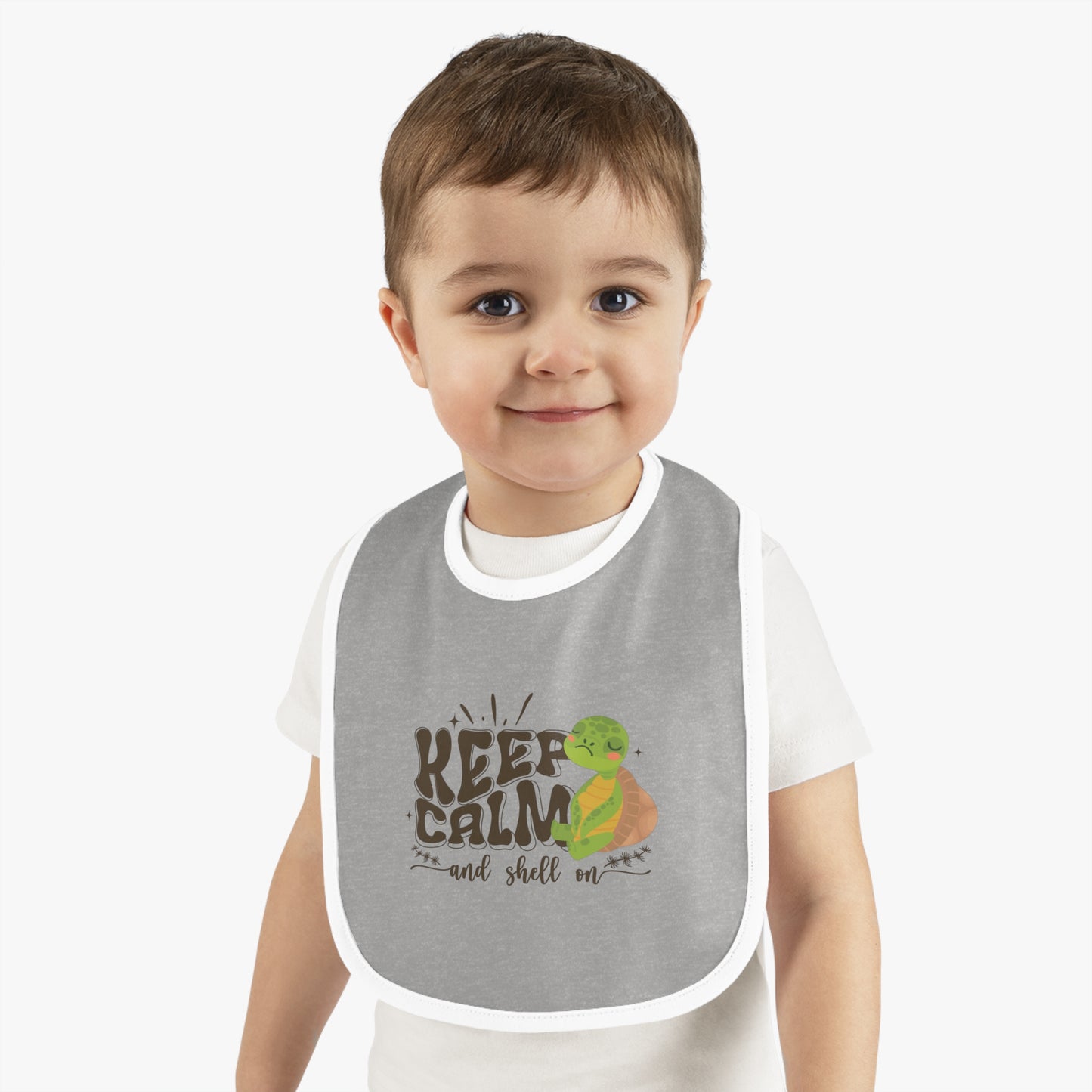 Baby Contrast Trim Jersey Bib - Keep Calm and Shell On