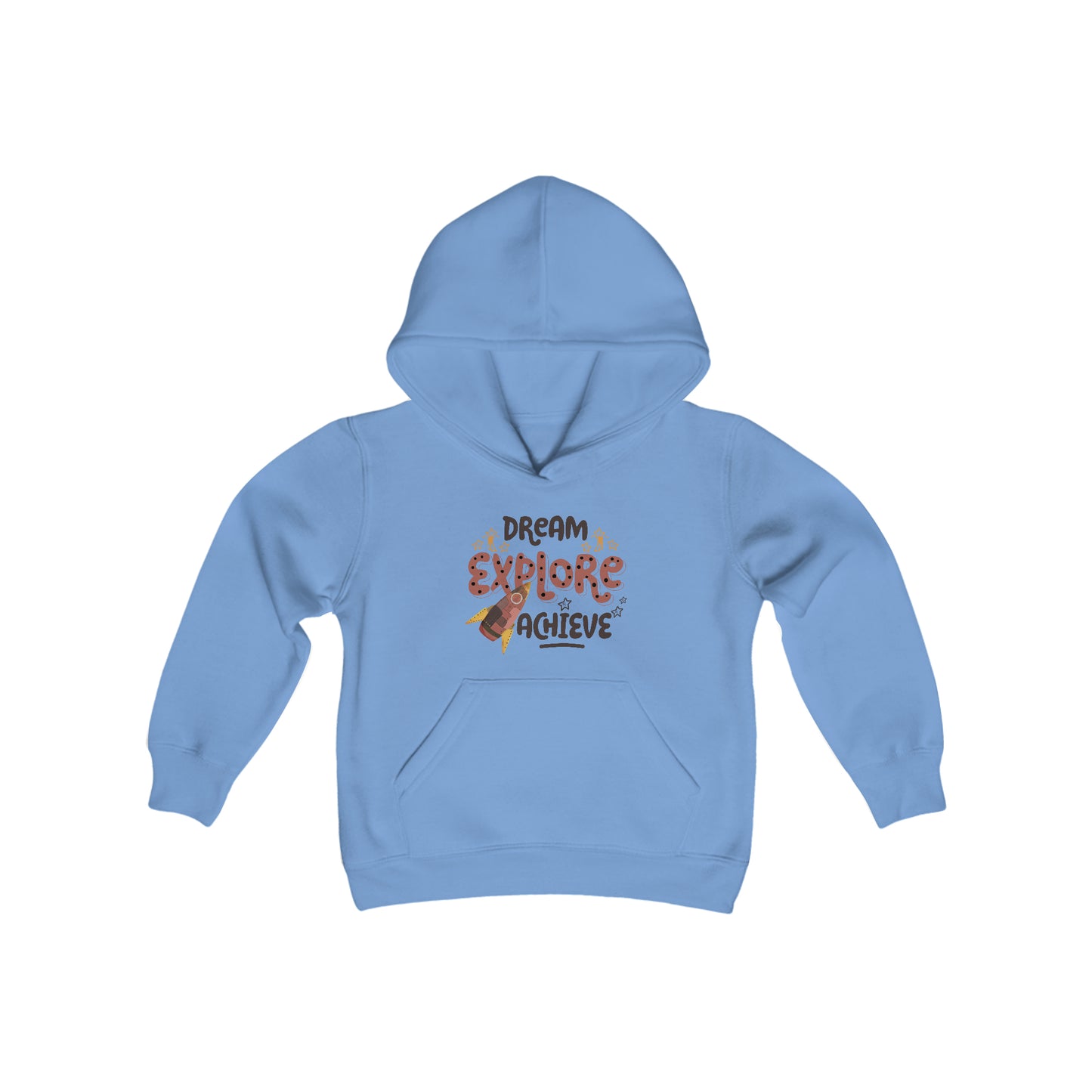 Youth Heavy Blend Hooded Sweatshirt - Dream, Explore, and Achieve