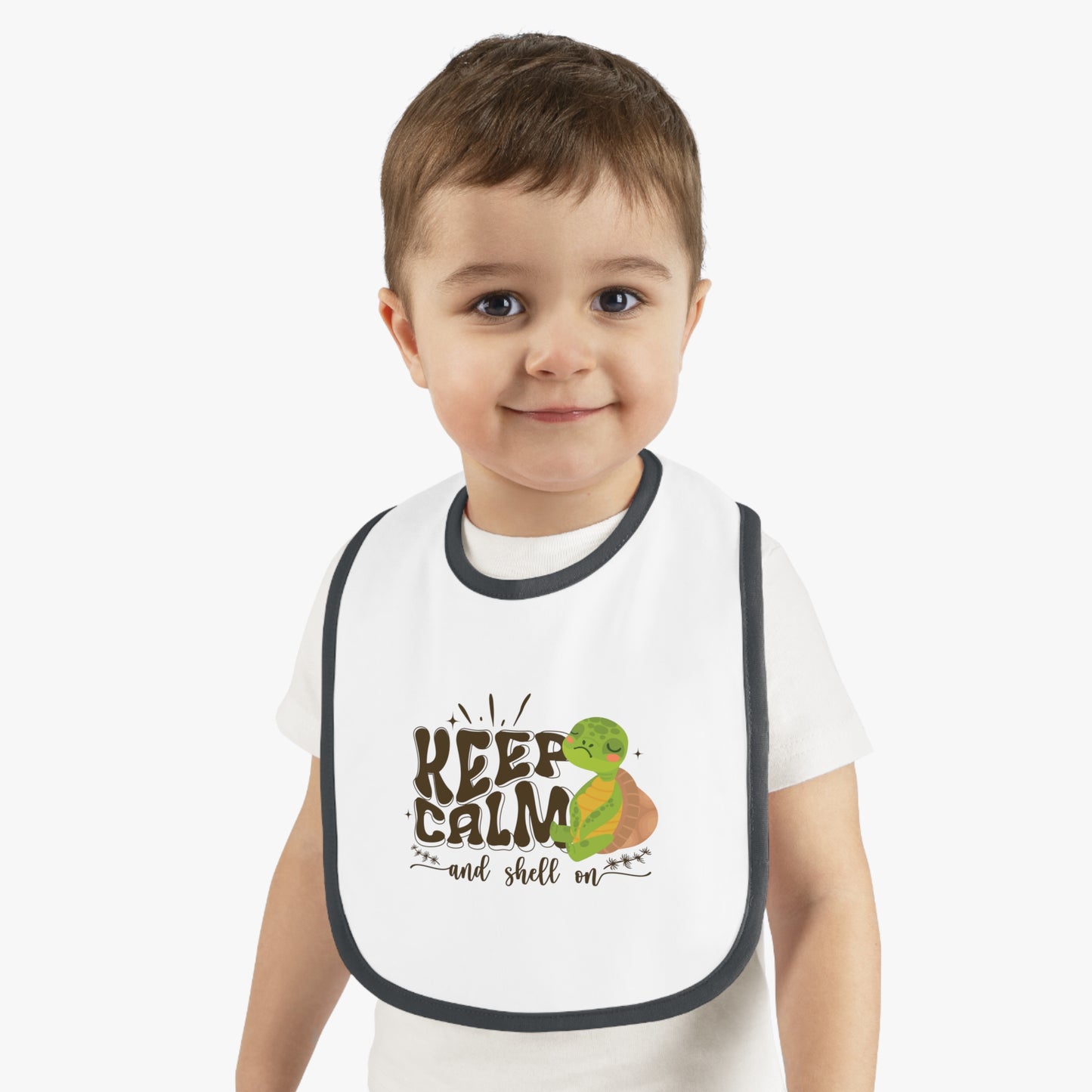 Baby Contrast Trim Jersey Bib - Keep Calm and Shell On